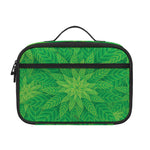 Green Cannabis Leaf Pattern Print Portable Lunch Bag
