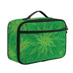 Green Cannabis Leaf Pattern Print Portable Lunch Bag