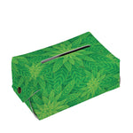 Green Cannabis Leaf Pattern Print Rectangle Tissue Box Cover