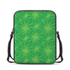 Green Cannabis Leaf Pattern Print Rectangular Crossbody Bag