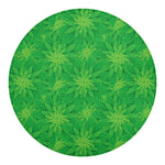 Green Cannabis Leaf Pattern Print Round Blanket