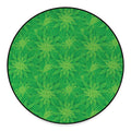 Green Cannabis Leaf Pattern Print Round Floor Mat