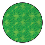 Green Cannabis Leaf Pattern Print Round Floor Mat