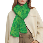 Green Cannabis Leaf Pattern Print Scarf