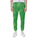 Green Cannabis Leaf Pattern Print Scuba Joggers