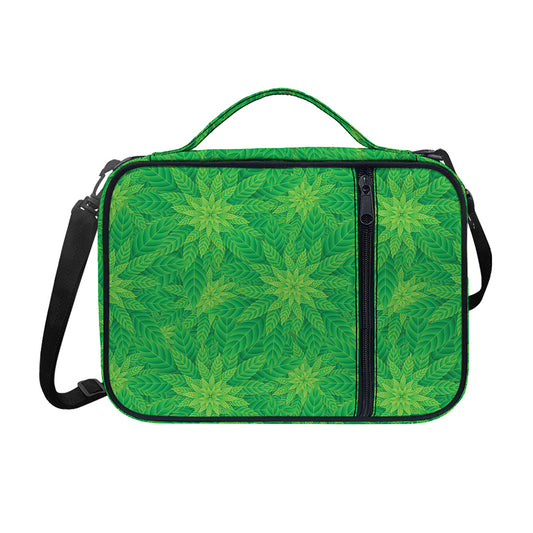 Green Cannabis Leaf Pattern Print Shoulder Strap Bible Bag