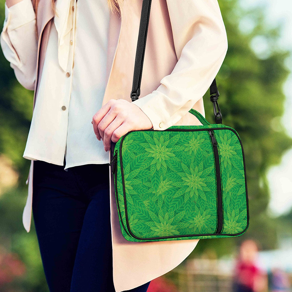 Green Cannabis Leaf Pattern Print Shoulder Strap Bible Bag