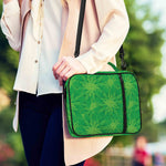 Green Cannabis Leaf Pattern Print Shoulder Strap Bible Bag