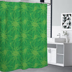 Green Cannabis Leaf Pattern Print Shower Curtain