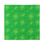 Green Cannabis Leaf Pattern Print Silk Bandana