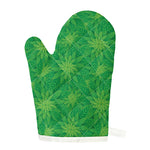 Green Cannabis Leaf Pattern Print Single Oven Mitt