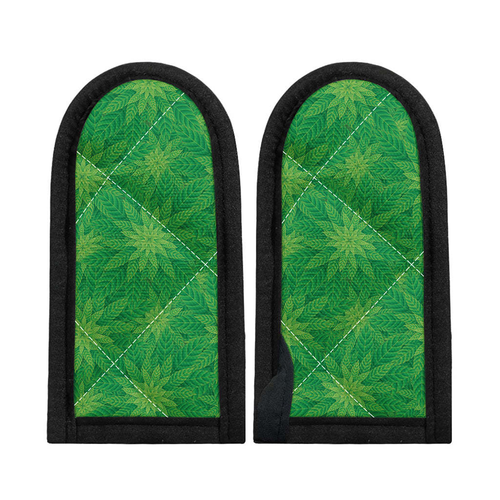 Green Cannabis Leaf Pattern Print Skillet Handle Cover
