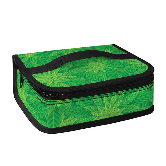 Green Cannabis Leaf Pattern Print Small Lunch Bag