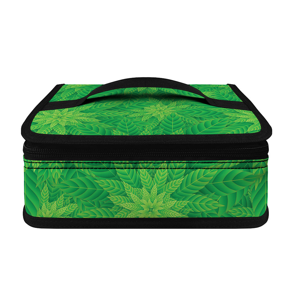 Green Cannabis Leaf Pattern Print Small Lunch Bag