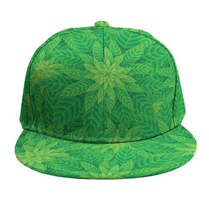 Green Cannabis Leaf Pattern Print Snapback Cap