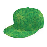 Green Cannabis Leaf Pattern Print Snapback Cap