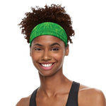 Green Cannabis Leaf Pattern Print Sports Headband
