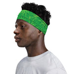Green Cannabis Leaf Pattern Print Sports Headband