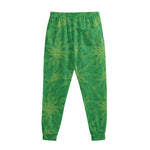 Green Cannabis Leaf Pattern Print Sweatpants