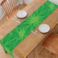 Green Cannabis Leaf Pattern Print Table Runner