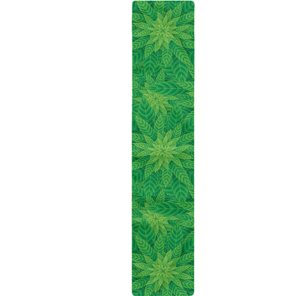 Green Cannabis Leaf Pattern Print Table Runner
