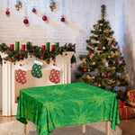Green Cannabis Leaf Pattern Print Tablecloth