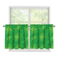 Green Cannabis Leaf Pattern Print Tier Curtains