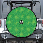 Green Cannabis Leaf Pattern Print Tire Cover With Camera Hole