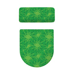 Green Cannabis Leaf Pattern Print Toilet Lid And Tank Cover Set
