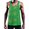 Green Cannabis Leaf Pattern Print Men's Workout Tank Top