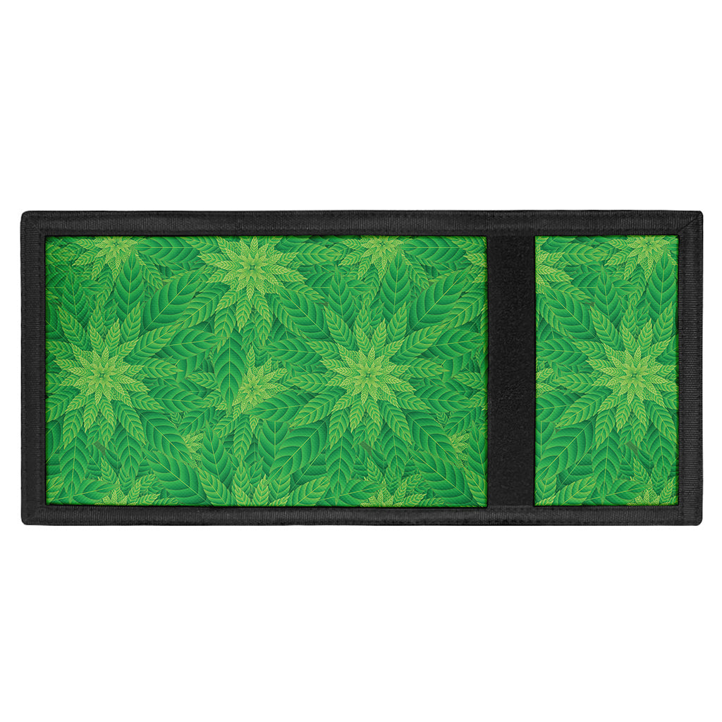 Green Cannabis Leaf Pattern Print Trifold Wallet