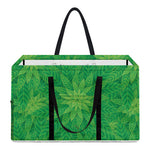 Green Cannabis Leaf Pattern Print Utility Tote Bag