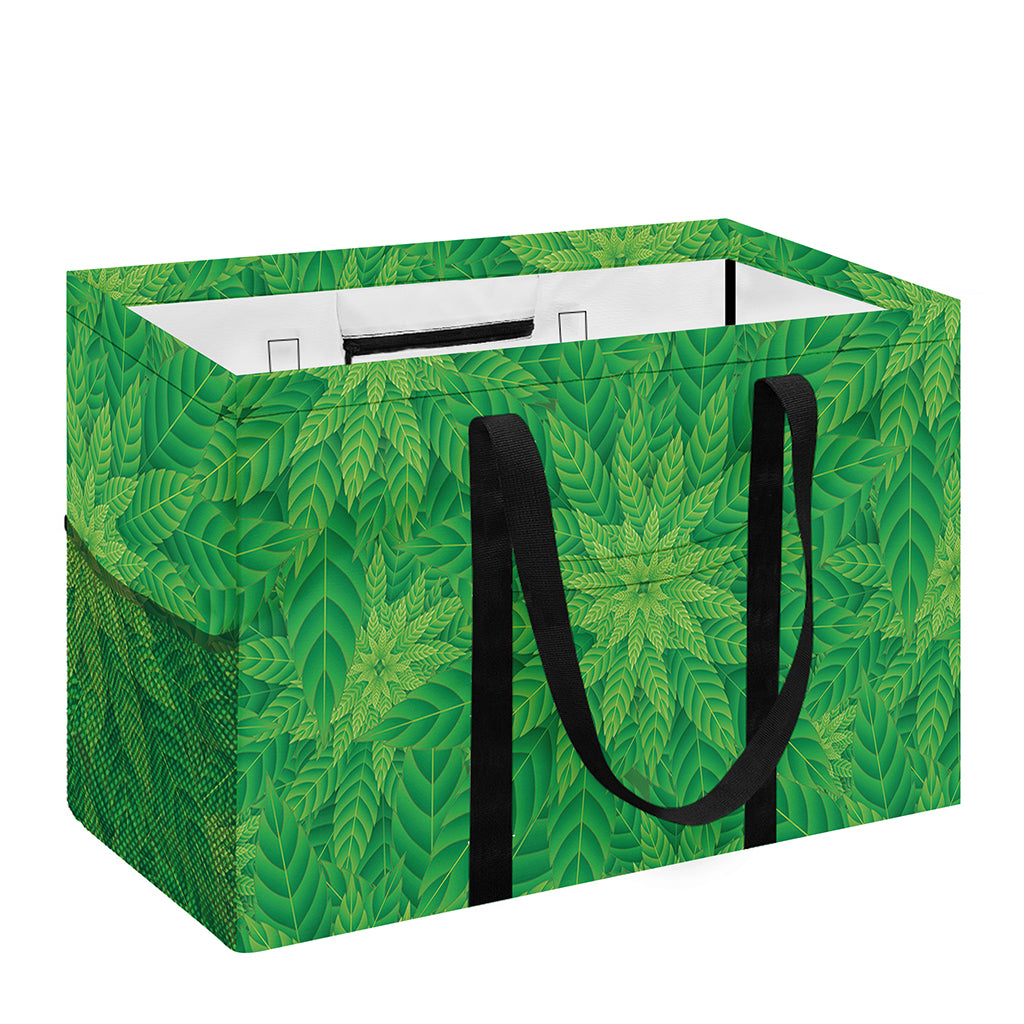 Green Cannabis Leaf Pattern Print Utility Tote Bag