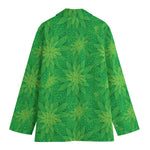 Green Cannabis Leaf Pattern Print Women's Blazer