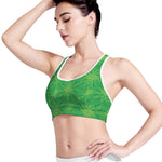 Green Cannabis Leaf Pattern Print Women's Sports Bra