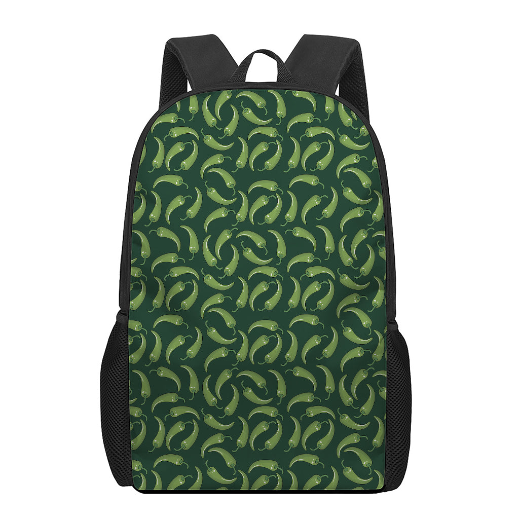 Green Chili Peppers Pattern Print 17 Inch Backpack