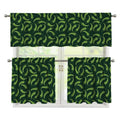 Green Chili Peppers Pattern Print 3 Piece Kitchen Curtains