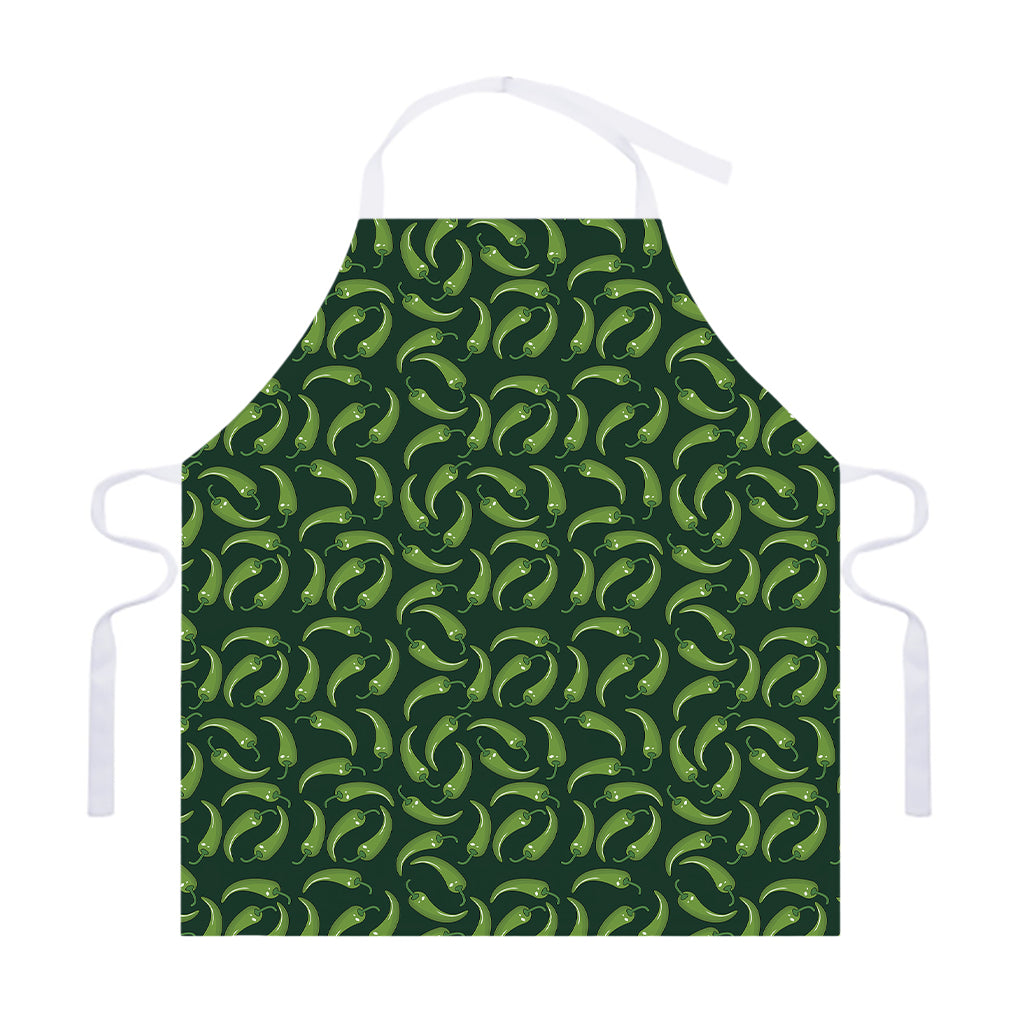 Green Chili Peppers Pattern Print Adjustable Apron