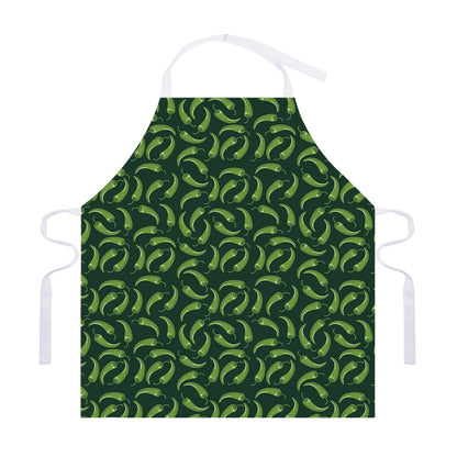 Green Chili Peppers Pattern Print Adjustable Apron