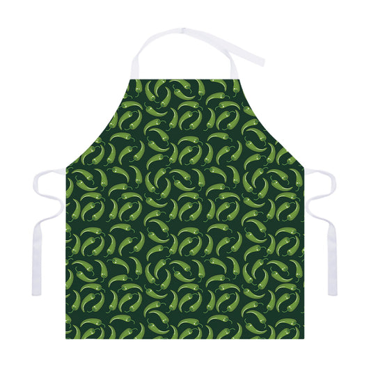 Green Chili Peppers Pattern Print Adjustable Apron