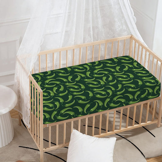 Green Chili Peppers Pattern Print Baby Crib Sheet