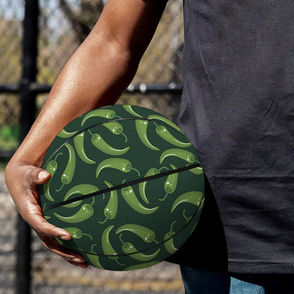 Green Chili Peppers Pattern Print Basketball