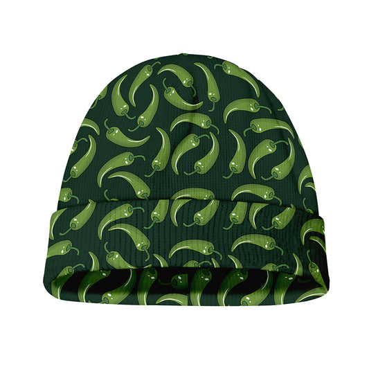 Green Chili Peppers Pattern Print Beanie