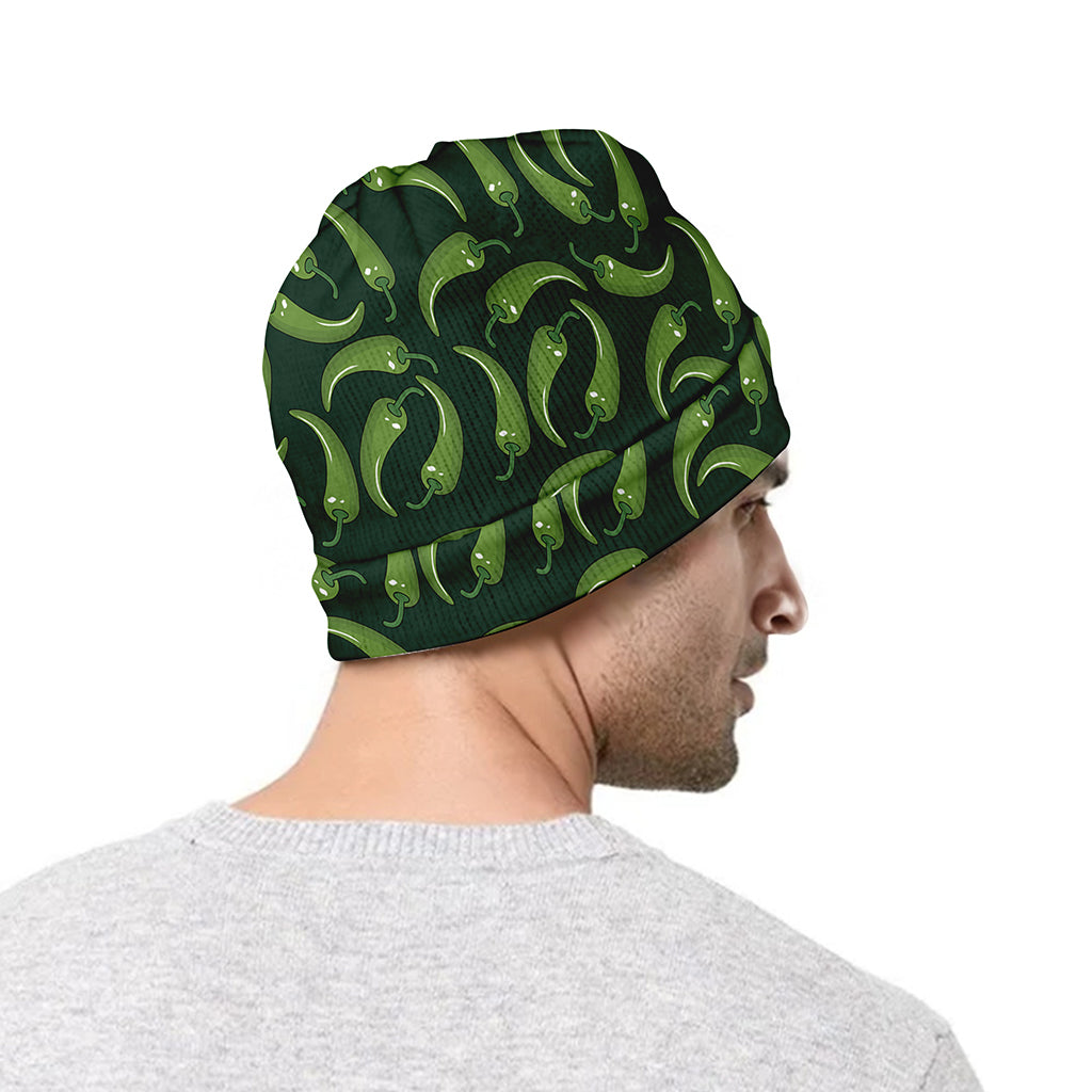 Green Chili Peppers Pattern Print Beanie