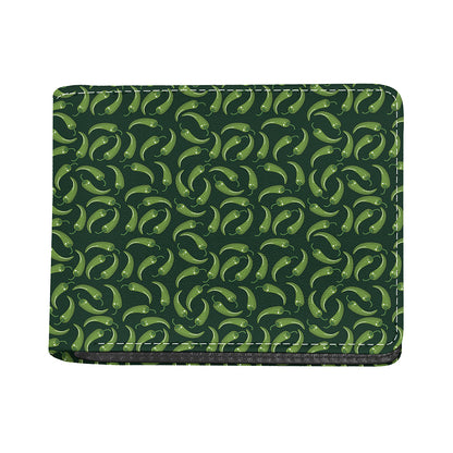 Green Chili Peppers Pattern Print Bifold Wallet