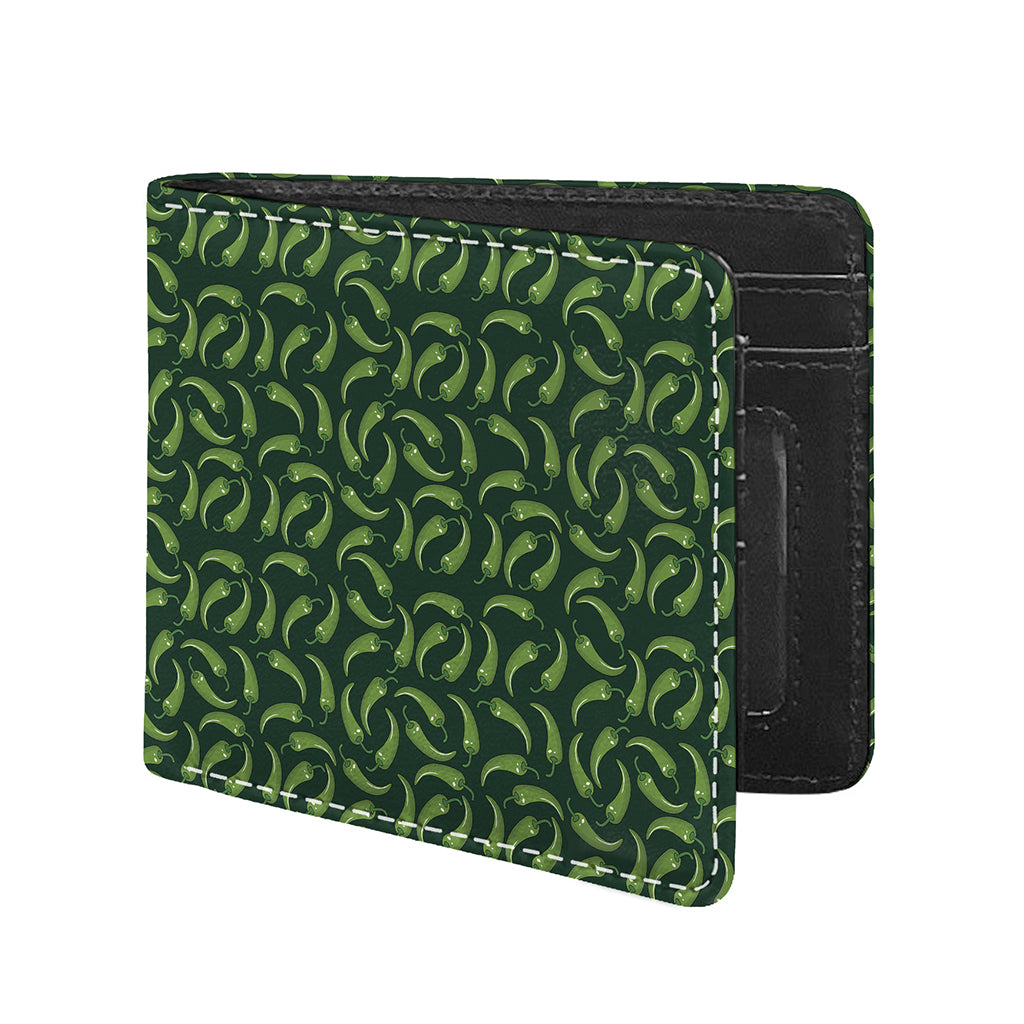 Green Chili Peppers Pattern Print Bifold Wallet