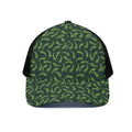 Green Chili Peppers Pattern Print Black Mesh Trucker Hat