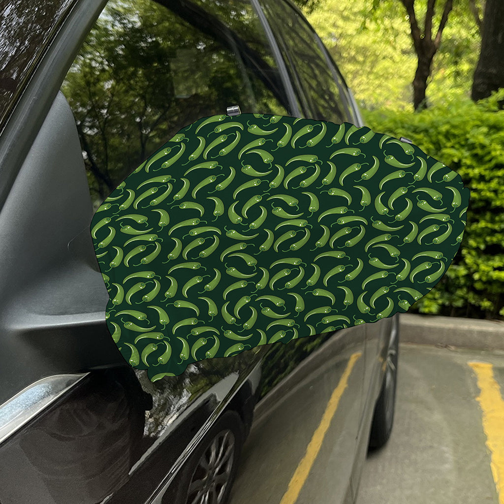 Green Chili Peppers Pattern Print Car Side Mirror Covers