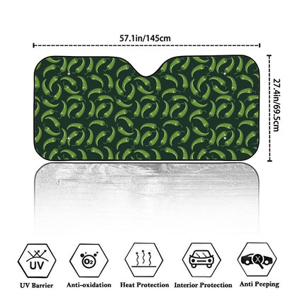 Green Chili Peppers Pattern Print Car Windshield Sun Shade