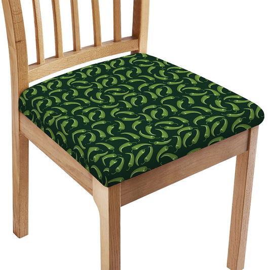 Green Chili Peppers Pattern Print Chair Cushion Cover
